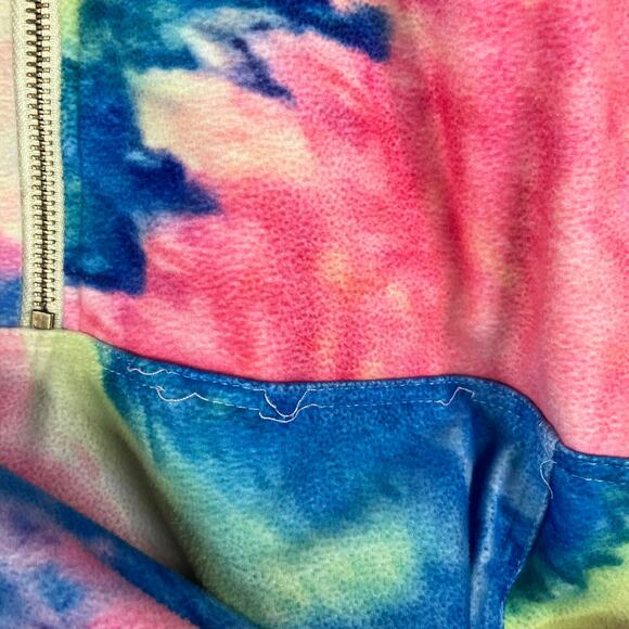 Tie-Dye 1/4 Zip Pullover Womens Size L Pink Blue Multicolor Casual Top Oversize - Picture 6 of 9